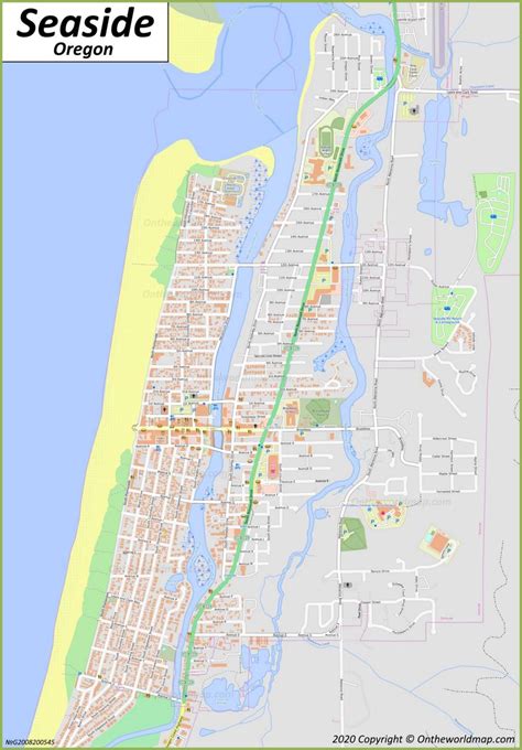 seaside or map|seaside oregon map of city.